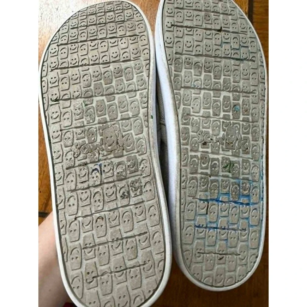 Sanuk Mens 9 Grey Canvas Slip On Loafers Nautical‎ Anchor Print Lining C